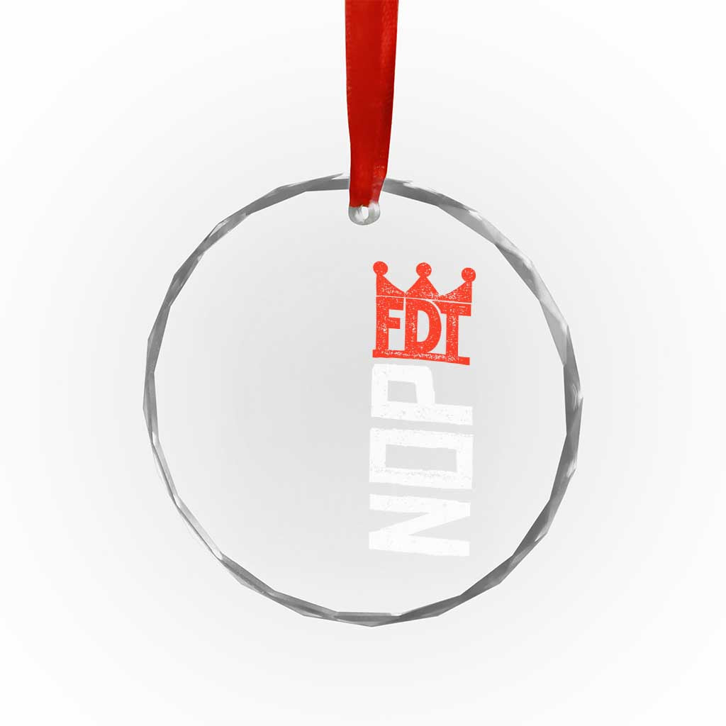 No Kings Protest Nope Funny Political Satire Crystal Glass Ornament