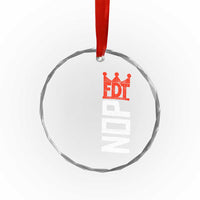 No Kings Protest Nope Funny Political Satire Crystal Glass Ornament