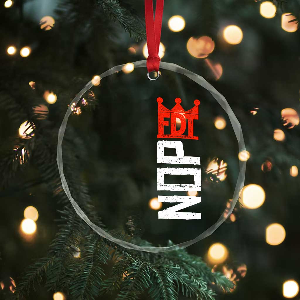 No Kings Protest Nope Funny Political Satire Crystal Glass Ornament