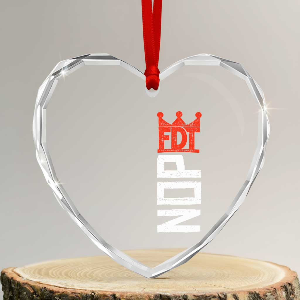 No Kings Protest Nope Funny Political Satire Heart Crystal Glass Ornament