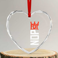 No Kings Protest Nope Funny Political Satire Heart Crystal Glass Ornament