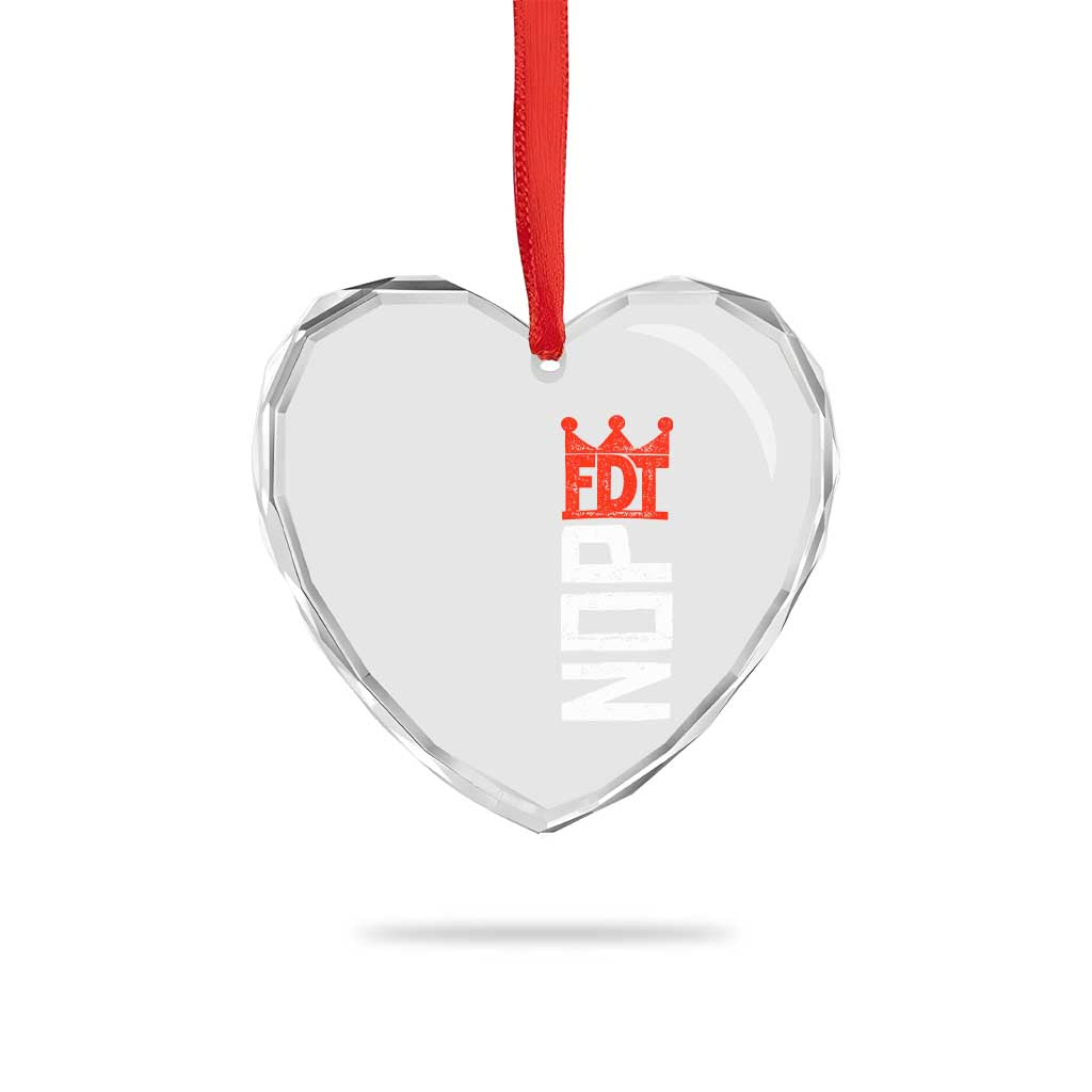 No Kings Protest Nope Funny Political Satire Heart Crystal Glass Ornament