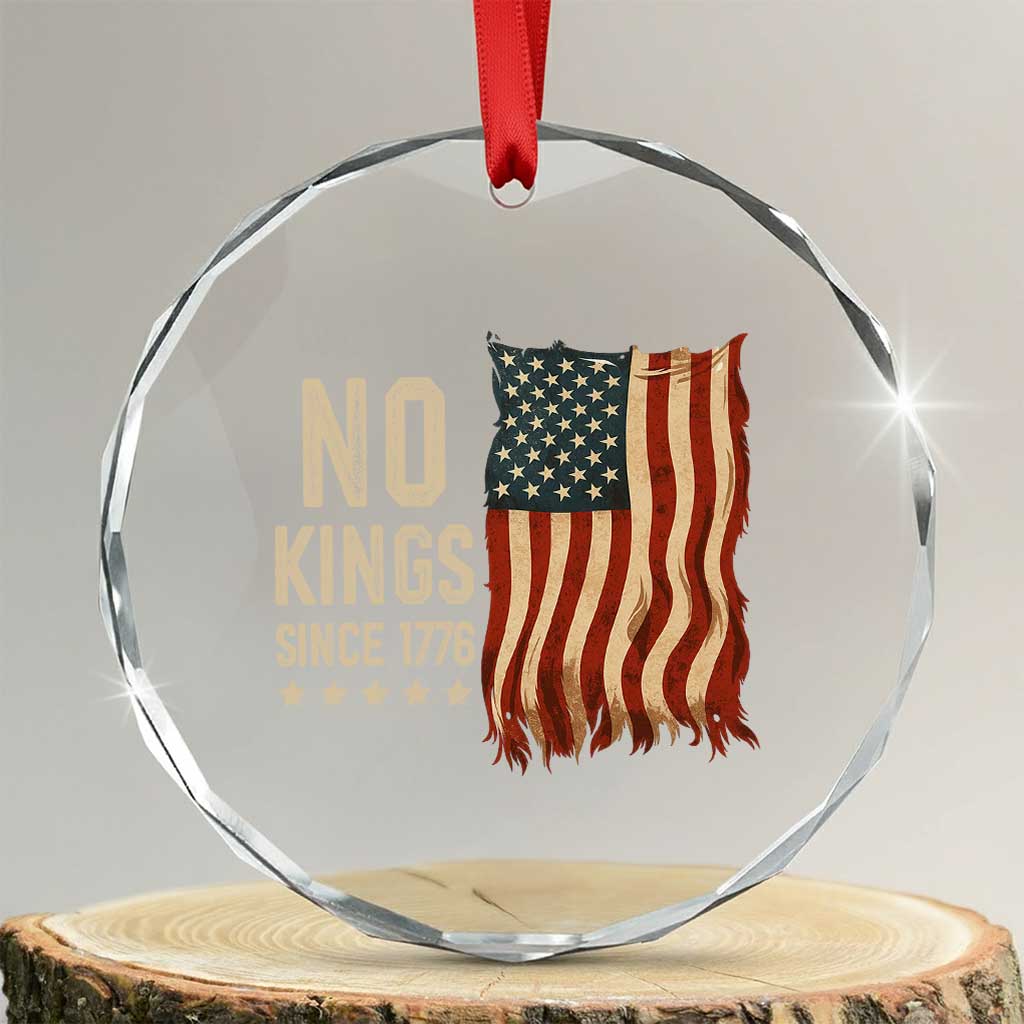 No Kings Since 1776 Crystal Glass Ornament Patriotic 4th Of July Distressed American Flag - Wonder Print Shop