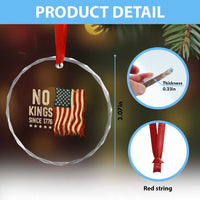 No Kings Since 1776 Crystal Glass Ornament Patriotic 4th Of July Distressed American Flag TS02