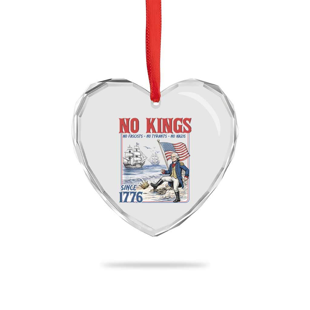 No Kings Since 1776 George Washington Heart Crystal Glass Ornament Political Humor Gift