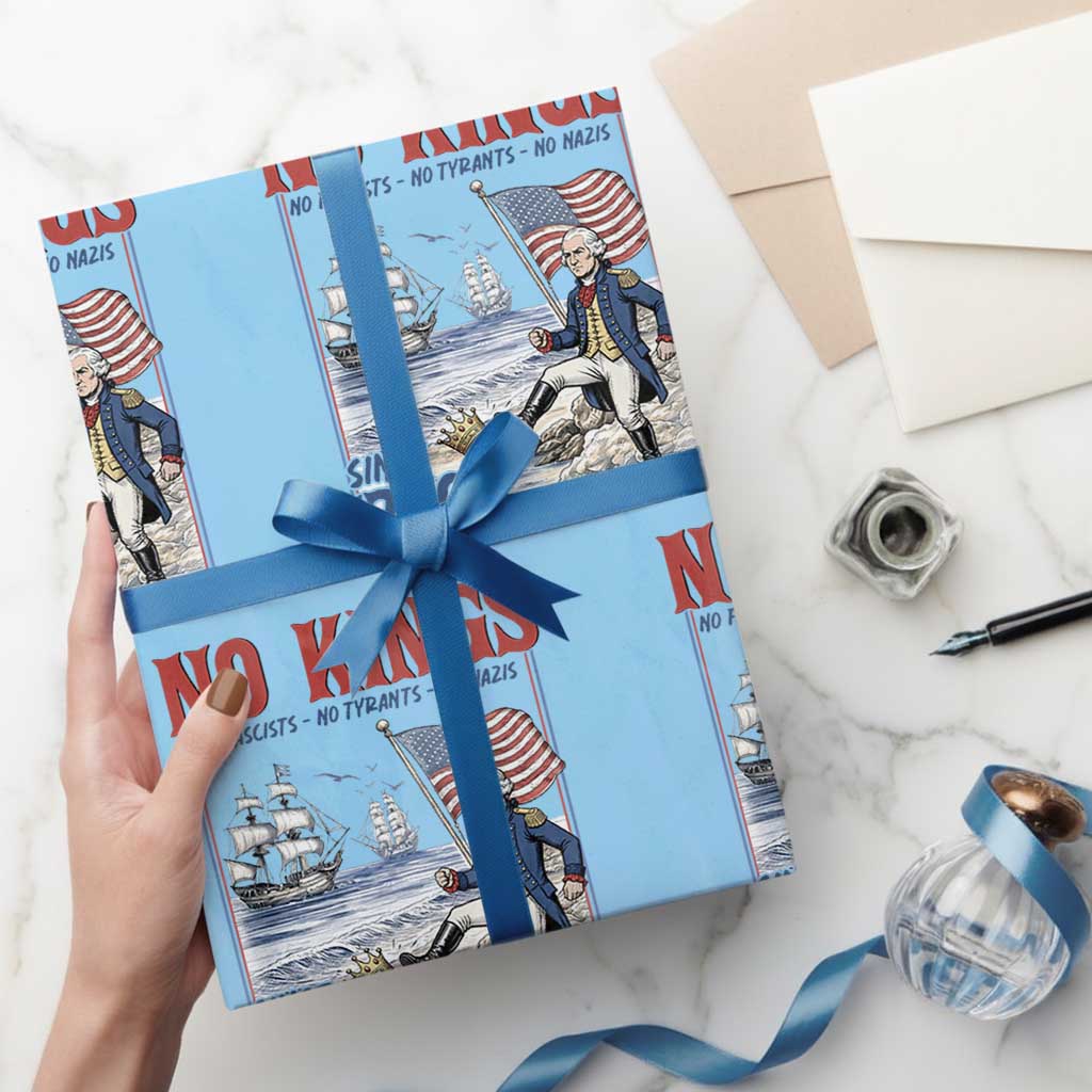No Kings Since 1776 George Washington Wrapping Paper Roll Political Humor Gift