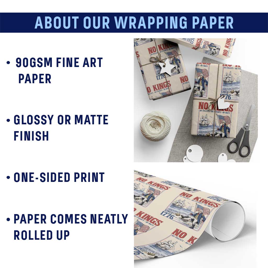 No Kings Since 1776 George Washington Wrapping Paper Roll Political Humor Gift