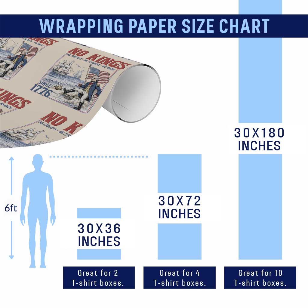 No Kings Since 1776 George Washington Wrapping Paper Roll Political Humor Gift