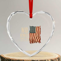 No Kings Since 1776 Heart Crystal Glass Ornament Patriotic 4th Of July Distressed American Flag - Wonder Print Shop