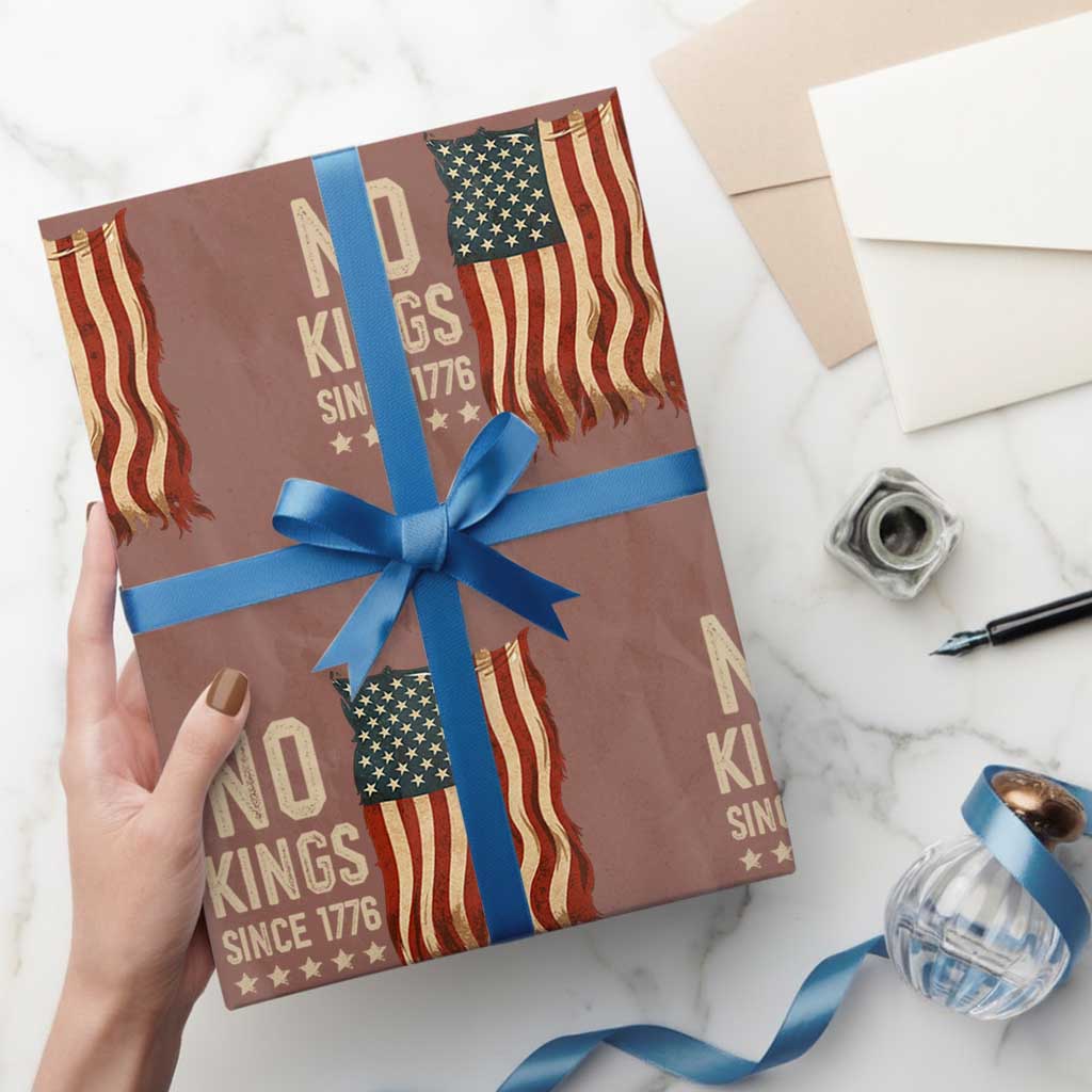 No Kings Since 1776 Wrapping Paper Roll Patriotic 4th Of July Distressed American Flag - Wonder Print Shop