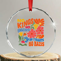 No Kings Wildflower Protest Crystal Glass Ornament No Fascists No Tyrants No Nazis
