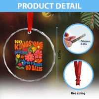 No Kings Wildflower Protest Crystal Glass Ornament No Fascists No Tyrants No Nazis