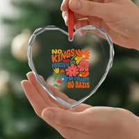 No Kings Wildflower Protest Heart Crystal Glass Ornament No Fascists No Tyrants No Nazis