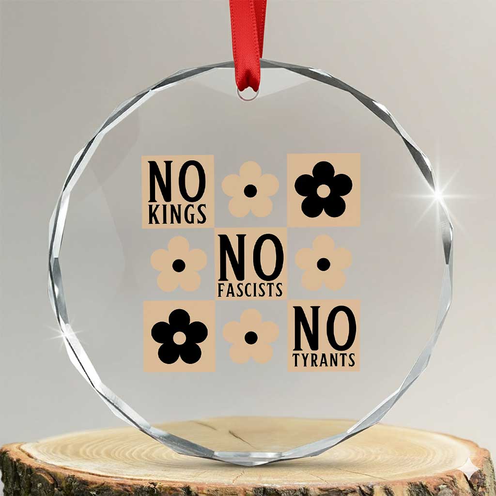 No Kings Wildflower Retro Boho Floral Crystal Glass Ornament
