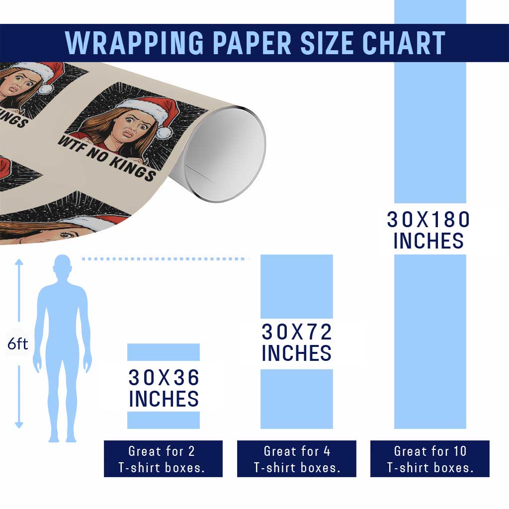 No Kings Wrapping Paper Roll Funny Disgusting Doll Face Meme Christmas - Wonder Print Shop