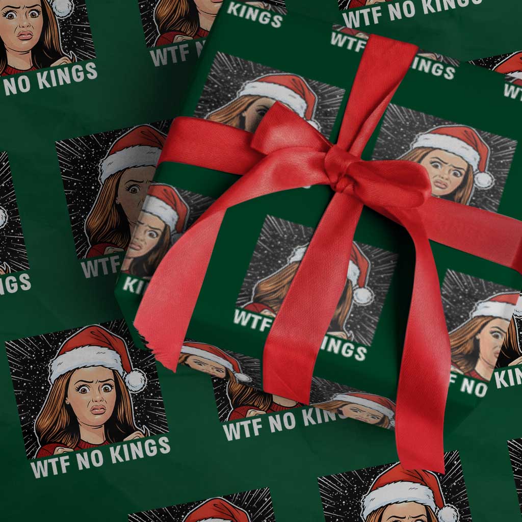 No Kings Wrapping Paper Roll Funny Doll Face Meme Christmas - Wonder Print Shop