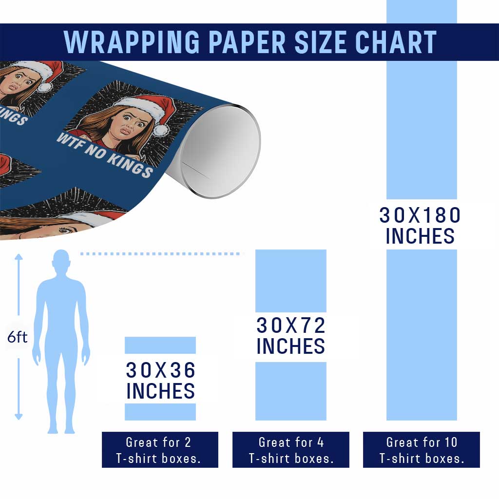 No Kings Wrapping Paper Roll Funny Doll Face Meme Christmas - Wonder Print Shop