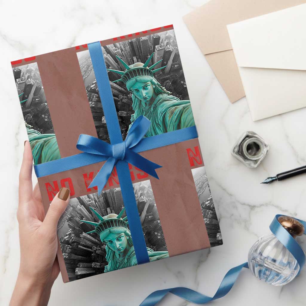 No Kings Wrapping Paper Roll Statue of Liberty Selfie Freedom - Wonder Print Shop