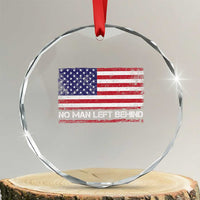 No Man Left Behind Distressed USA Flag Crystal Glass Ornament Patriotic US Military Brotherhood