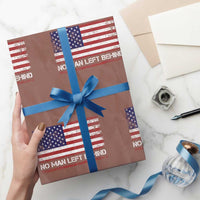 No Man Left Behind Distressed USA Flag Wrapping Paper Roll Patriotic US Military Brotherhood