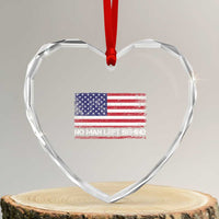 No Man Left Behind Distressed USA Flag Heart Crystal Glass Ornament Patriotic US Military Brotherhood