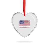 No Man Left Behind Distressed USA Flag Heart Crystal Glass Ornament Patriotic US Military Brotherhood