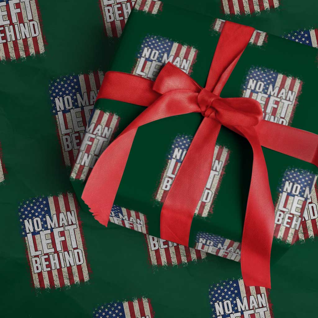No Man Left Behind Patriotic Wrapping Paper Roll Distressed American Flag