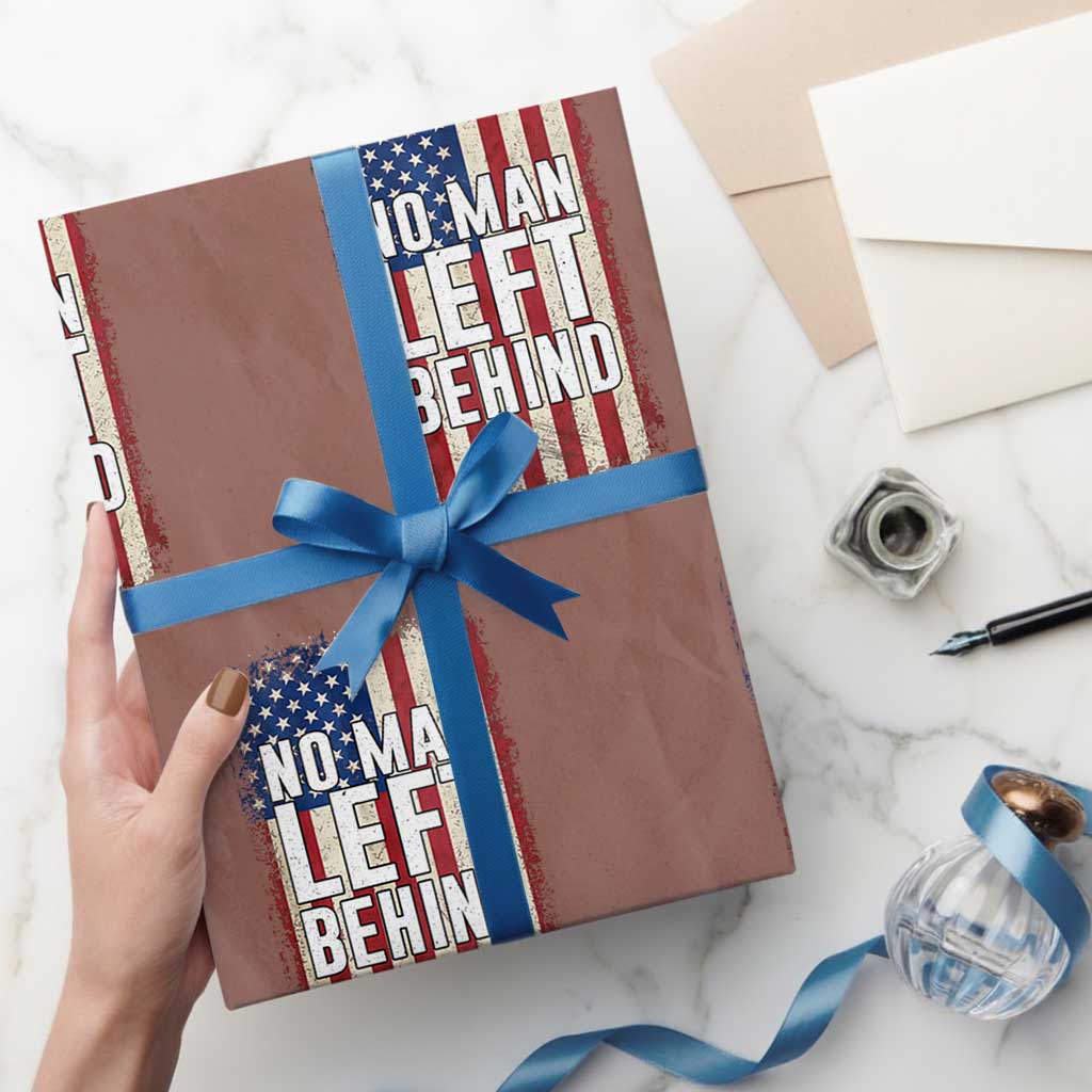 No Man Left Behind Patriotic Wrapping Paper Roll Distressed American Flag