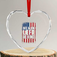 No Man Left Behind Patriotic Heart Crystal Glass Ornament Distressed American Flag