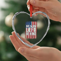 No Man Left Behind Patriotic Heart Crystal Glass Ornament Distressed American Flag