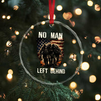 No Man Left Behind Soldiers Brotherhood Crystal Glass Ornament American Flag US Military