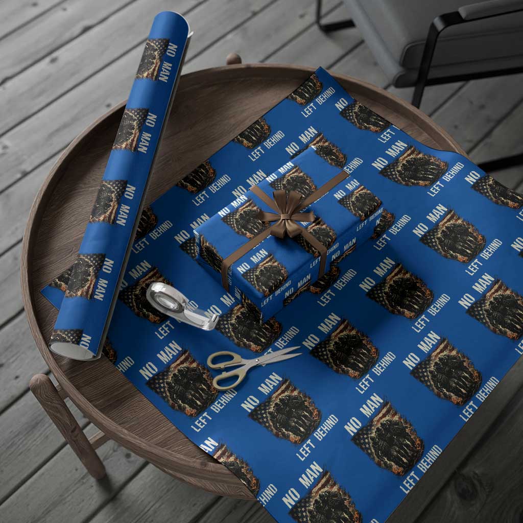 No Man Left Behind Soldiers Brotherhood Wrapping Paper Roll American Flag US Military