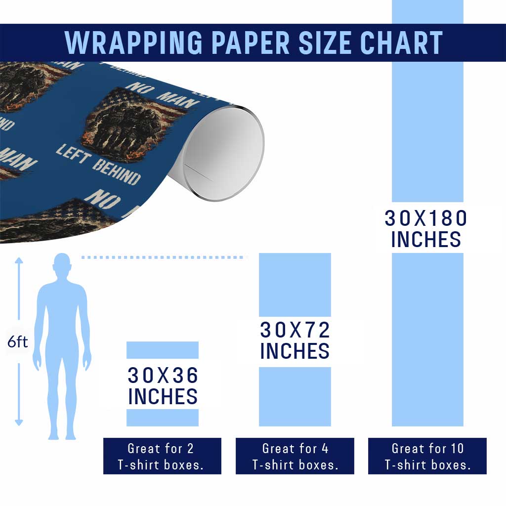 No Man Left Behind Soldiers Brotherhood Wrapping Paper Roll American Flag US Military