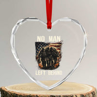 No Man Left Behind Soldiers Brotherhood Heart Crystal Glass Ornament American Flag US Military