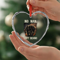 No Man Left Behind Soldiers Brotherhood Heart Crystal Glass Ornament American Flag US Military