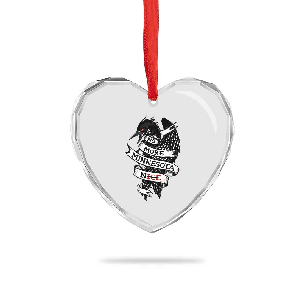 No More Minnesota Nice Loon Resistance Heart Crystal Glass Ornament Ice Out Rebellion