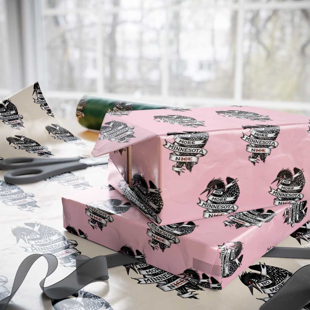 No More Minnesota Nice Loon Resistance Wrapping Paper Roll Ice Out Rebellion