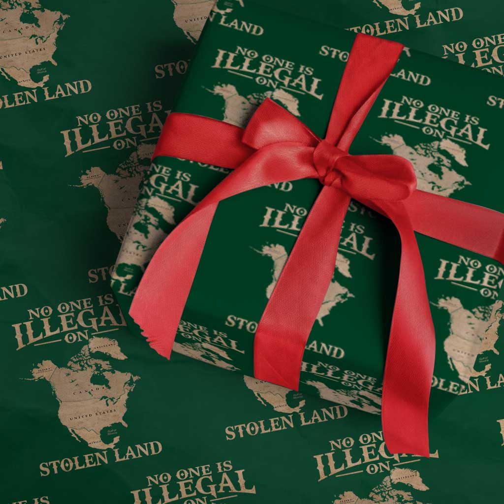 No One Is Illegal On Stolen Land Wrapping Paper Roll North America Vintage Map - Wonder Print Shop