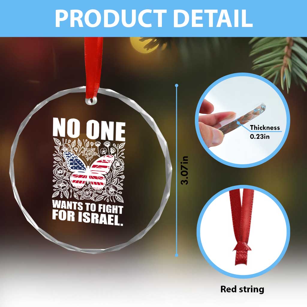 No One Wants To Fight For Israel Crystal Glass Ornament America First Anti War