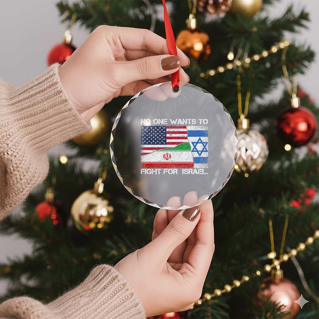 No One Wants To Fight For Israel Crystal Glass Ornament Marine Veteran Freedom Statement
