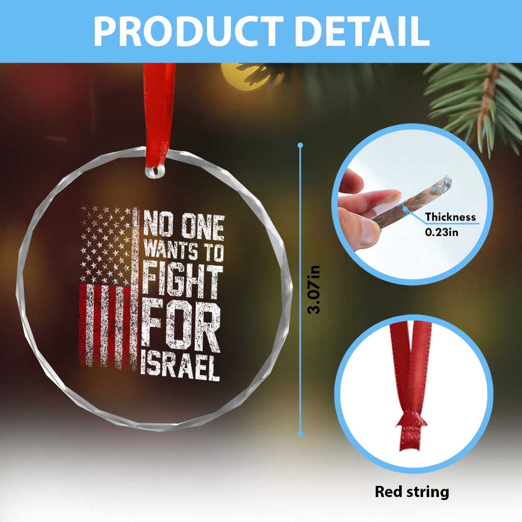 No One Wants To Fight For Israel Crystal Glass Ornament Vintage American Flag Anti War Freedom First