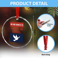 No One Wants To Fight For Israel Dove Crystal Glass Ornament Peace Freedom Supporter Anti War
