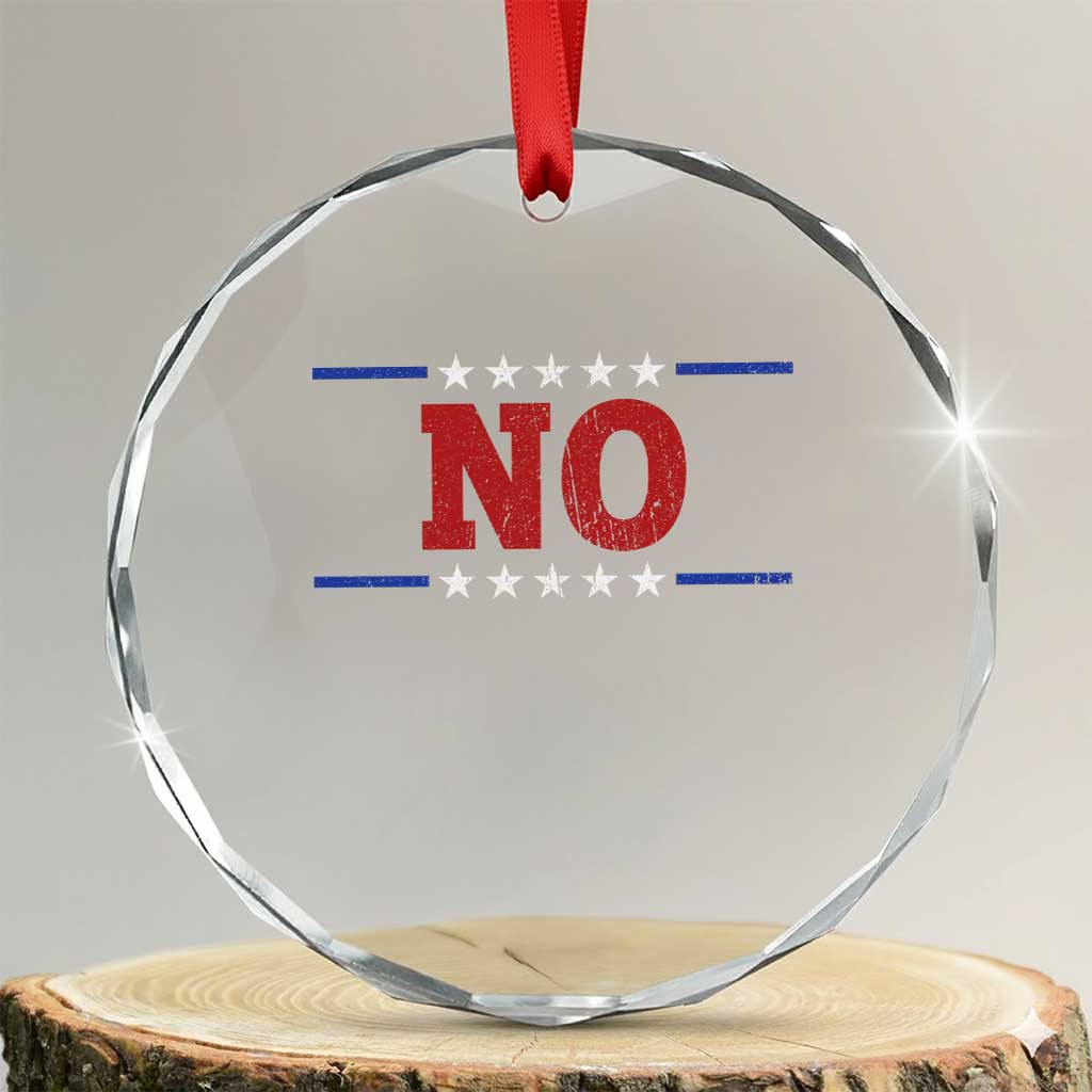 No Protest Patriotic Crystal Glass Ornament Red White Blue Freedom Political Satire