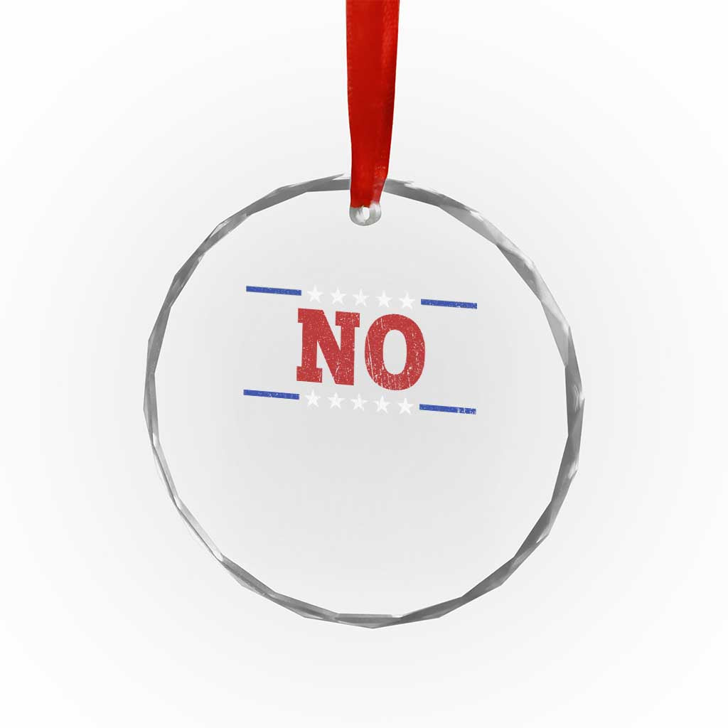 No Protest Patriotic Crystal Glass Ornament Red White Blue Freedom Political Satire
