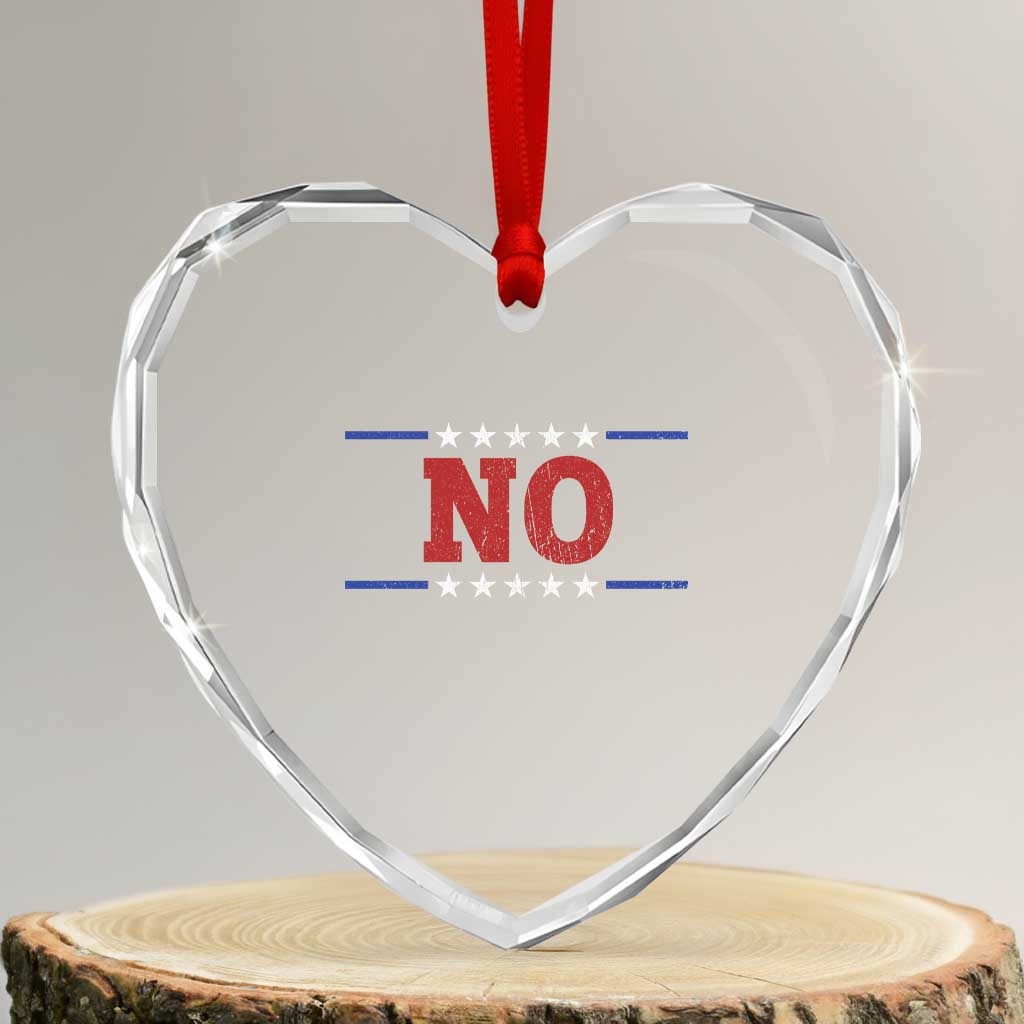 No Protest Patriotic Heart Crystal Glass Ornament Red White Blue Freedom Political Satire