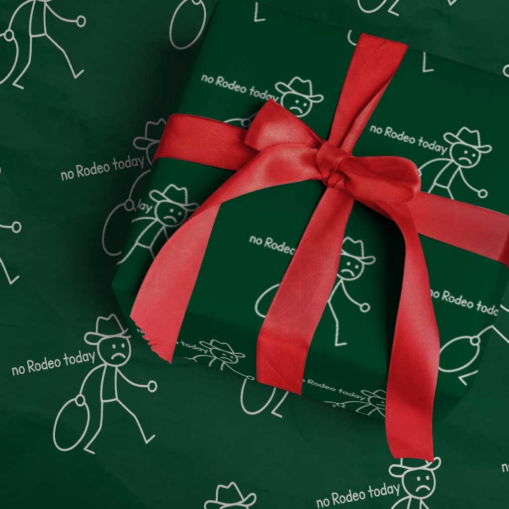 No Rodeo Today Sad Cowboy Stick Figure Meme Wrapping Paper Roll Funny Yeehaw Depression - Wonder Print Shop