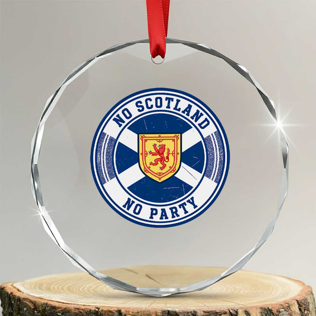 No Scotland No Party Crystal Glass Ornament Scottish Lion Rampant Crest Vintage Saltire Flag