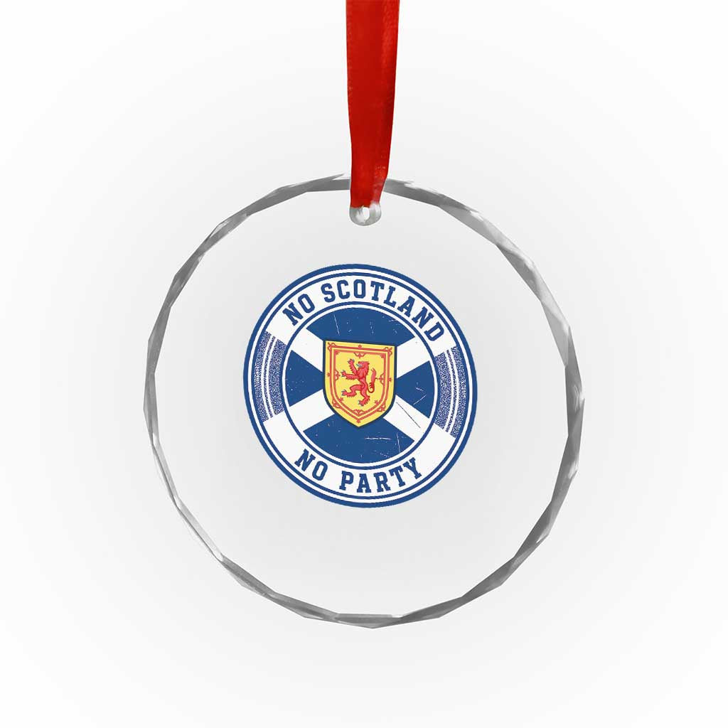No Scotland No Party Crystal Glass Ornament Scottish Lion Rampant Crest Vintage Saltire Flag