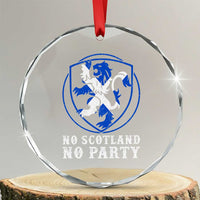No Scotland No Party Distressed Shield Saltire Cross Crystal Glass Ornament Vintage Football Fans Game Day
