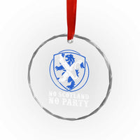 No Scotland No Party Distressed Shield Saltire Cross Crystal Glass Ornament Vintage Football Fans Game Day